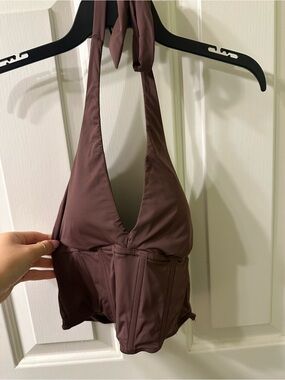 Hollister Brown Halter Corset Top
